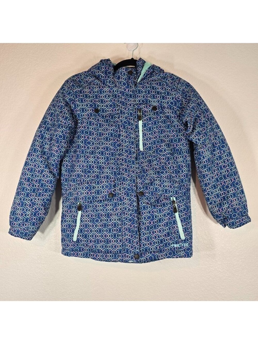 Arctix Jackalope Winter Coat Jacket Girls Size Medium Zip Hoodie Blue Insulated